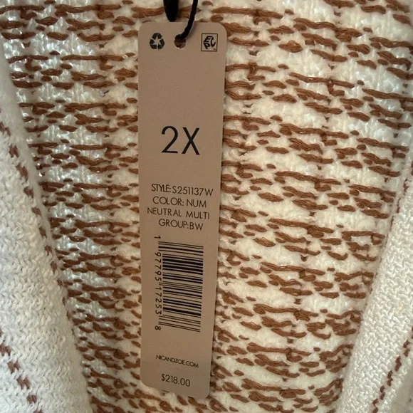 NWT - Nic+Zoe Cream and Gold Knit Jacket- 2X - Picture 3 of 11